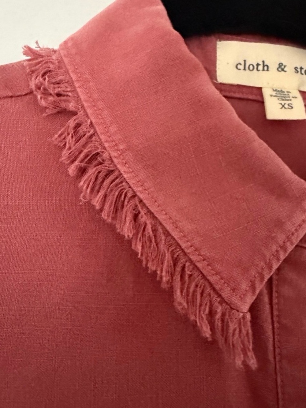 Anthropologie cloth & stone Rust Red Frayed Peplum Button-Up Top XS - Picture 9 of 9
